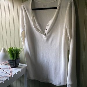 Time and true henley waffle knit long sleeve